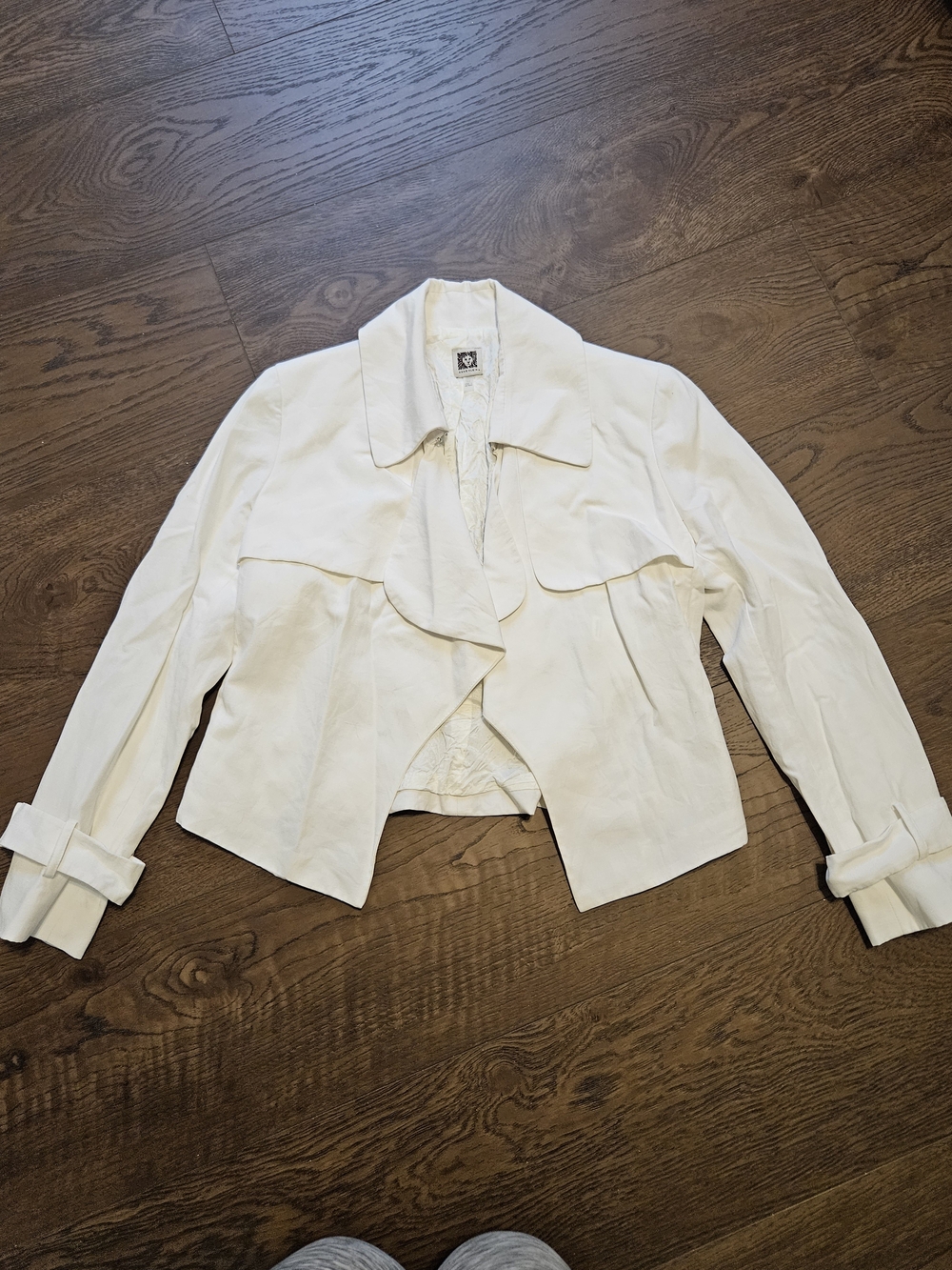 Anne Klein White Draped Open-Front Blazer